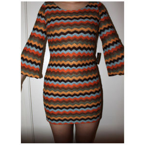 Fall / Autumn Crochet Boho Hippie Brown Mini Dress